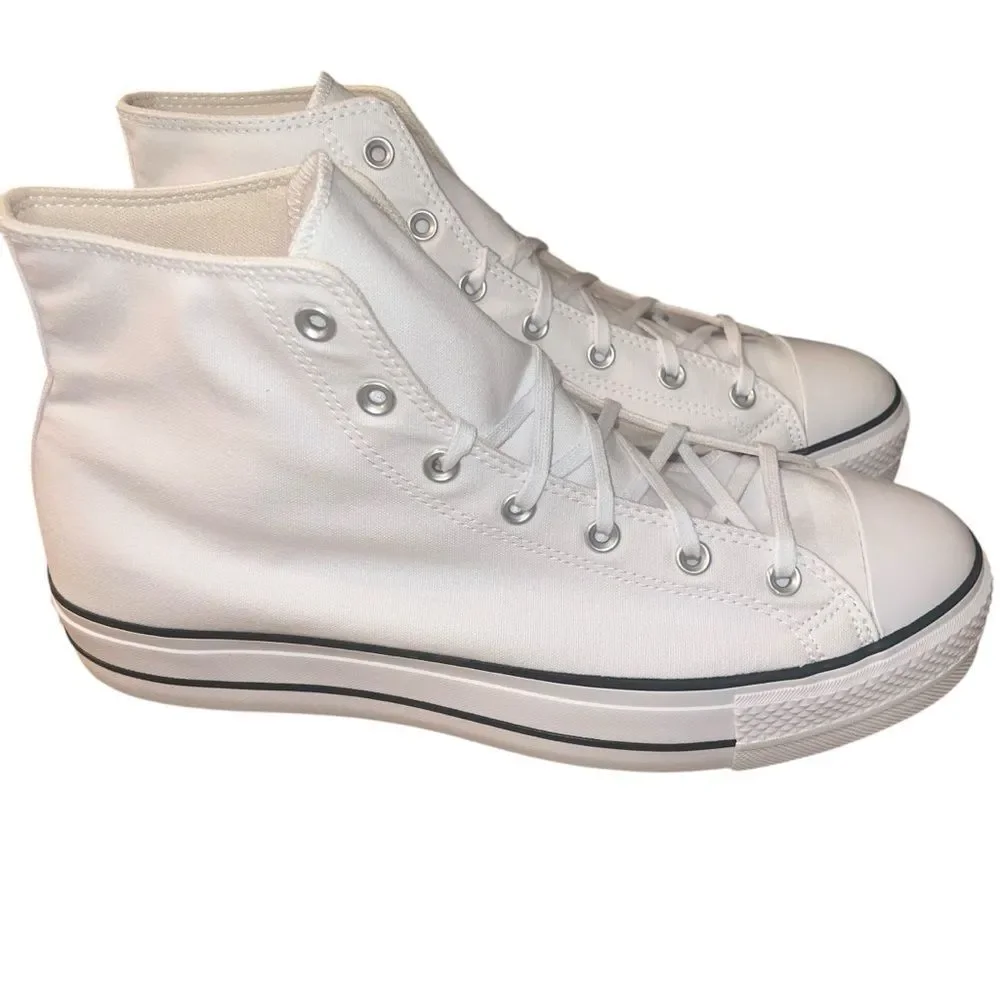 NEW MEN'S CONVERSE CANVAS PLATFORM CHUCK TAYLOR ALL STAR WHITE SNEAKERS Size 13 - Picture 10 of 10